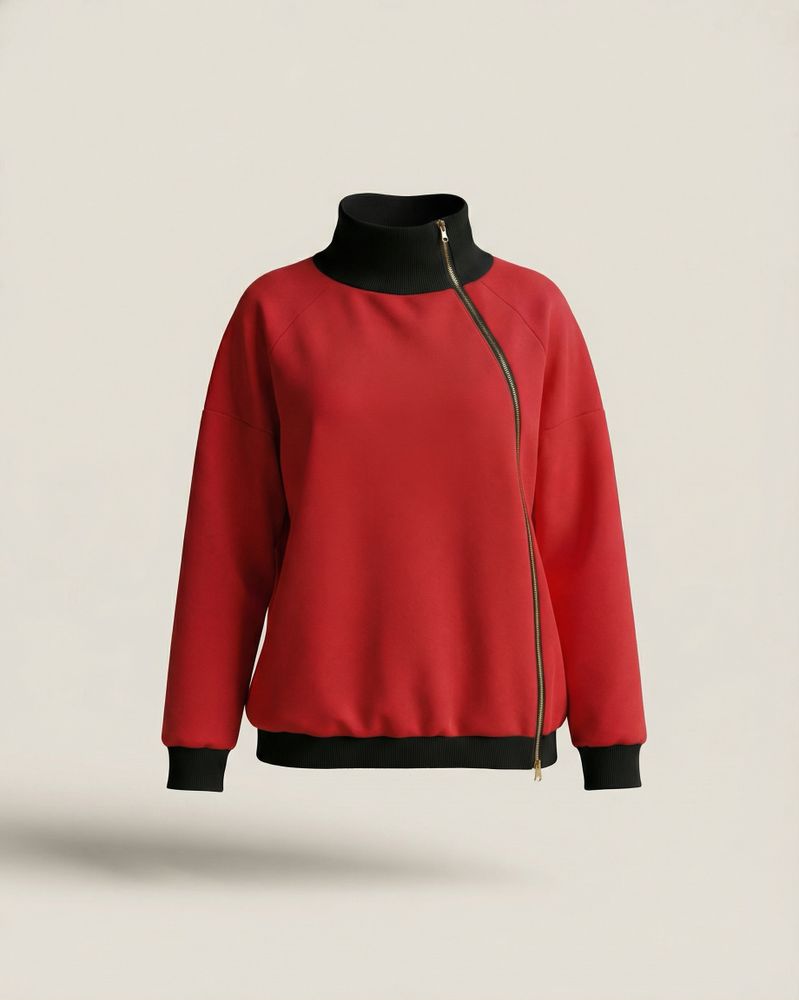 Джемпер на молнии в красном
