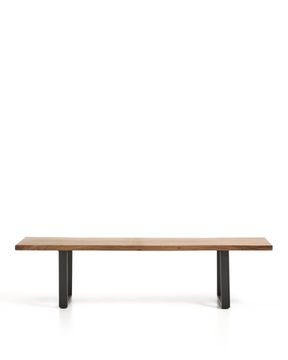 Скамейка Uxue из массива акации с черными стальными ножками, 180 x 45 см