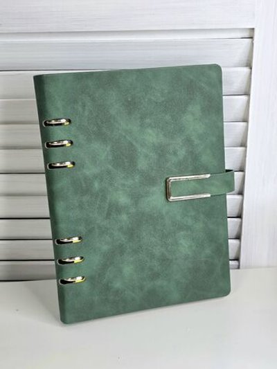 Блокнот органайзер А5 на кольцах 96 л. на магните в линейку зеленый (5919-1)