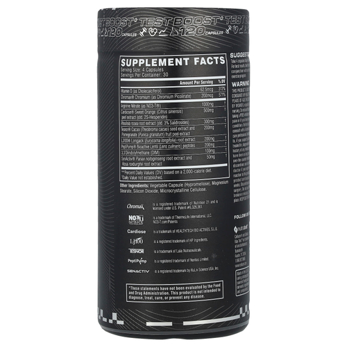 C4 / Cellucor, Max Test ™, Testosterone Booster, 120 капсул