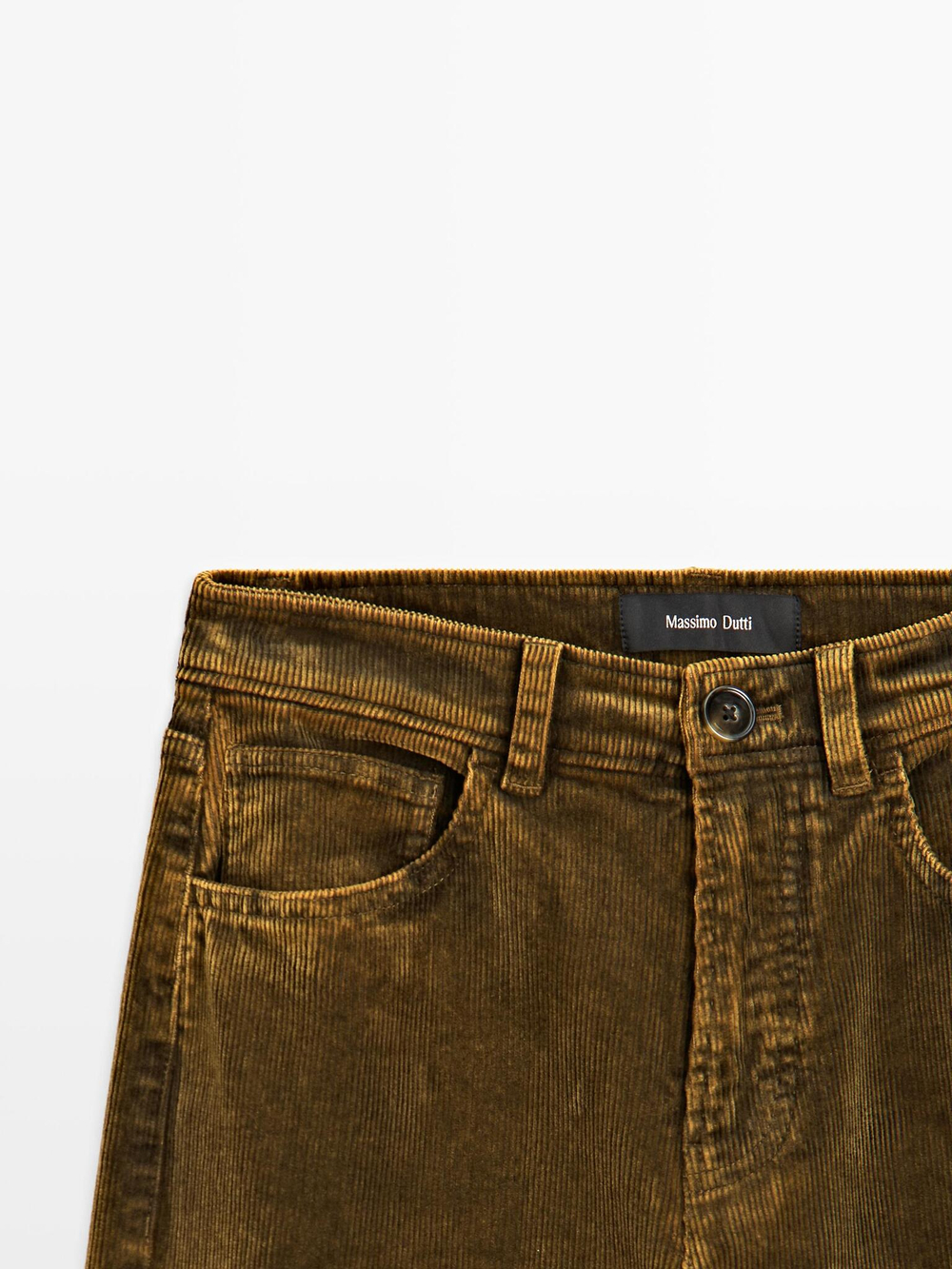 Massimo Dutti Брюки прямого кроя из вельвета, окрашенного сернистым красителем, горчично-желтый