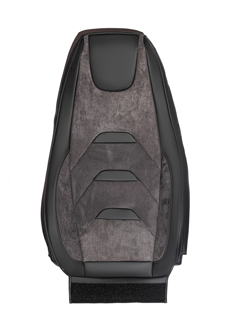 Чехлы Люкс Scania 5 серия Высокое и низкое сиденье (экокожа, черный, серая вставка)