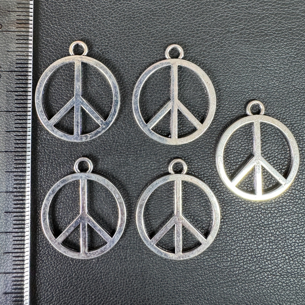 Полвески peace античное серебро 25мм
