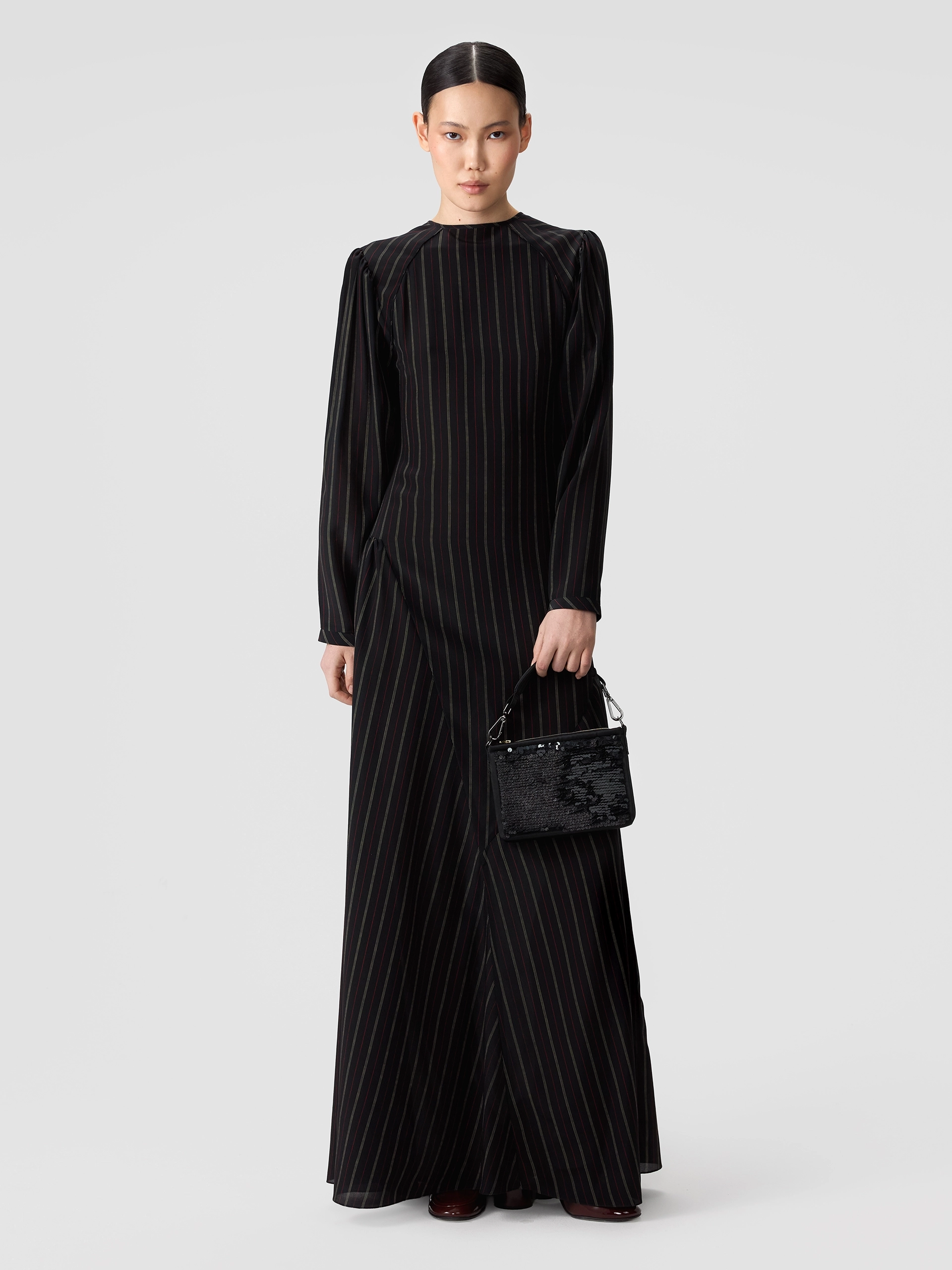 Платье макси в тонкую полоску OLA OLA