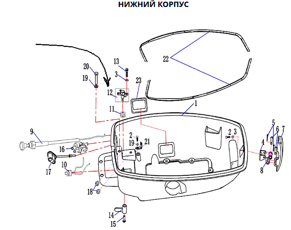 Hidea HD F4-01.07.05.00  Топливный кран (с резьбой) 6BX-24500-00-00