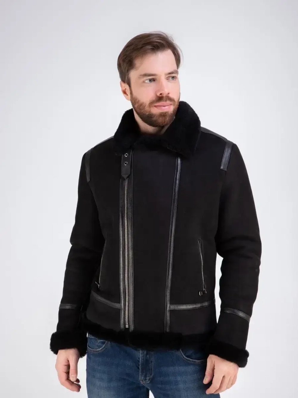 Дубленка мужская натуральная авиатор зимняя Турция