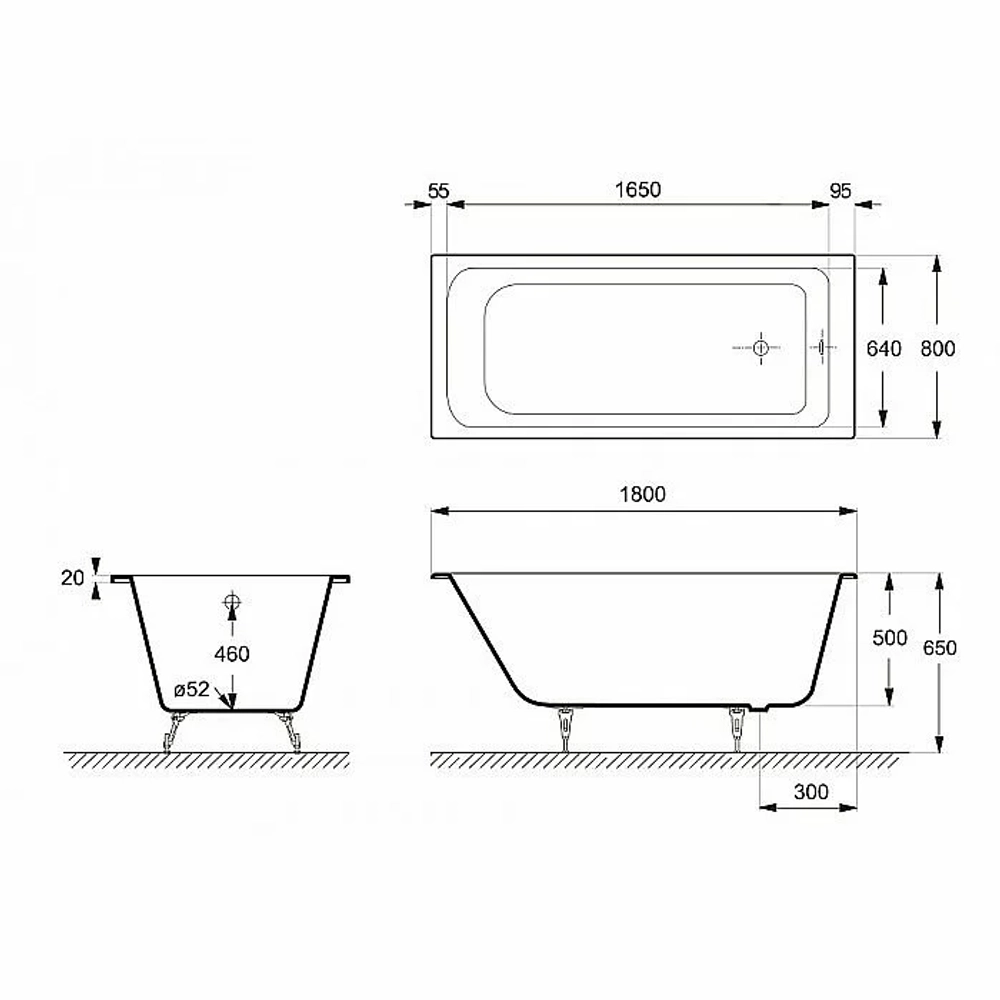Ванна чугунная Delice Camelot Elite DLR230616 180х80 белая