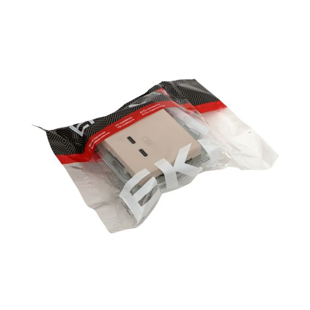 Механизм розетки USB-C - 2шт, кремовый Эпика EKF