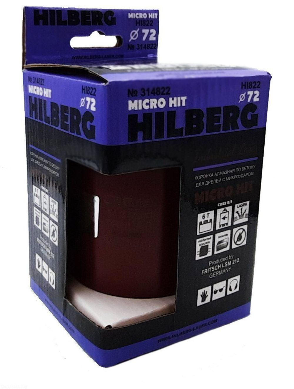 Коронка алмазная 72 мм Hilberg Industrial Laser Micro Hit HI822