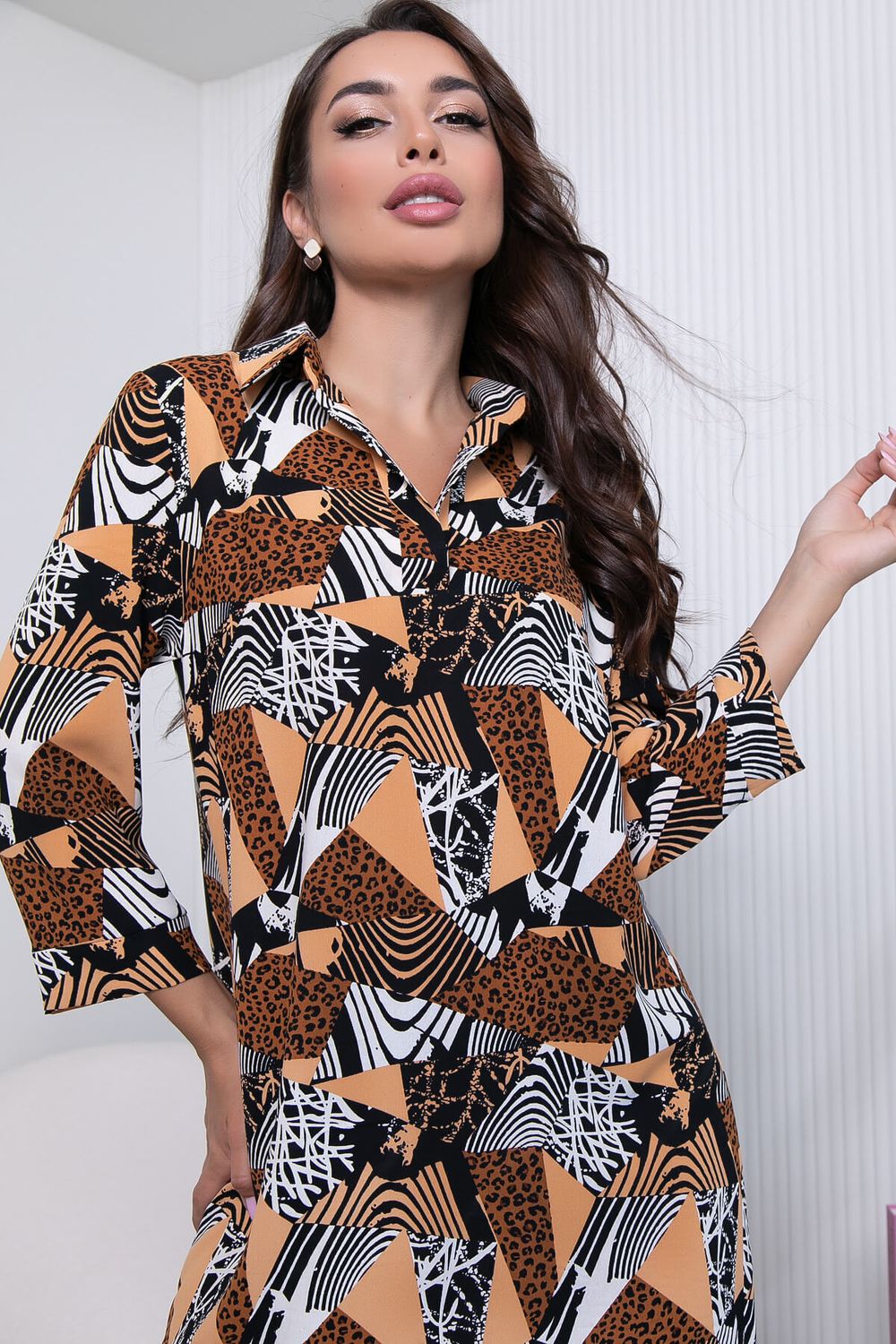 Платье "Классика времени" (беж/лео) П7059 LT Collection (Акция)