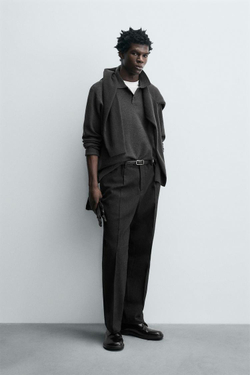 ZARA МЯГКОЕ ТРИКОТАЖНОЕ ПОЛО, АНТРАЦИТОВО-СЕРЫЙ