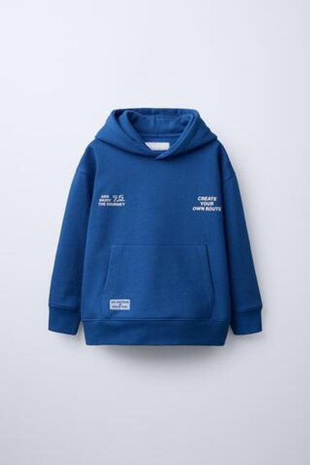 ZARA ХУДИ С НАДПИСЬЮ, СИНИЙ ЭЛЕКТРИК