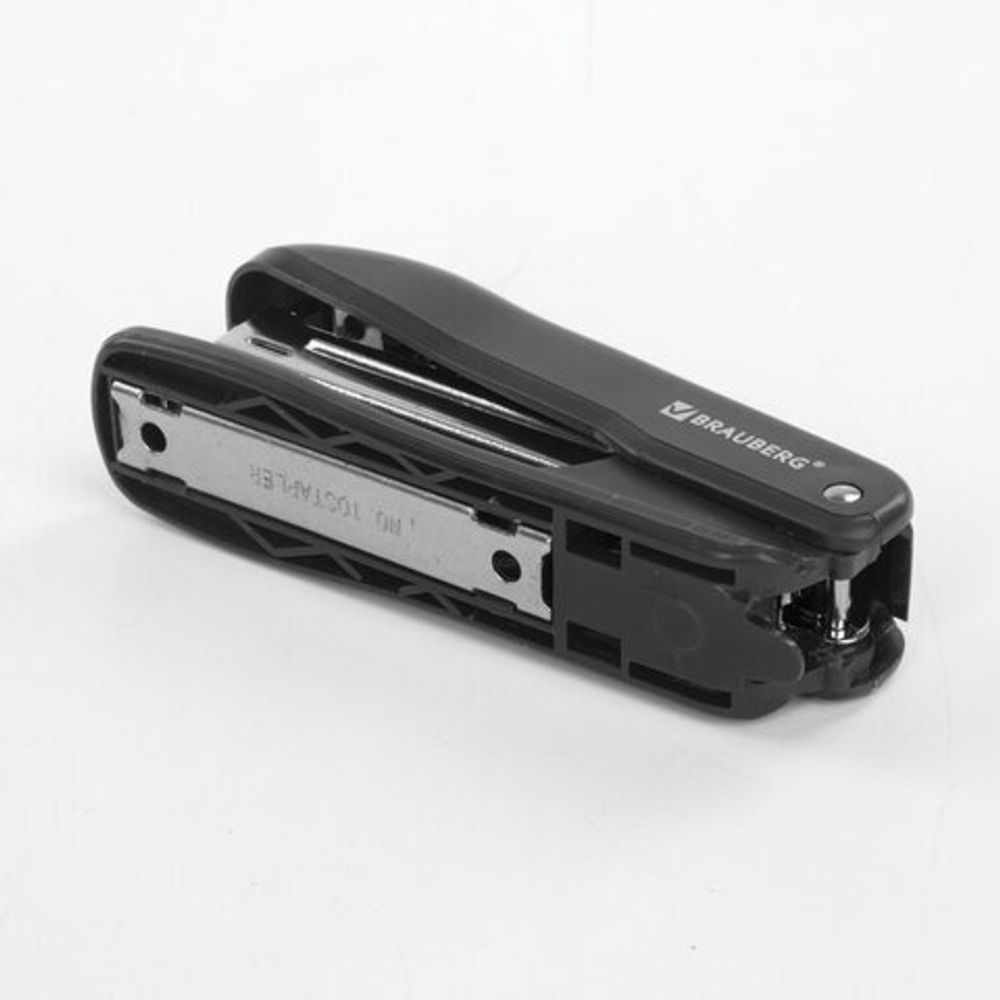 Степлер №10 BRAUBERG "SX-19", до 12 листов, с антистеплером, черный, 228587