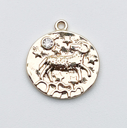 Подвеска Знак Зодиака Овен, цвет золото, фианит, размер 16*14 мм, цена за 1 шт