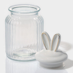 Банка стеклянная для сыпучих продуктов с керамической крышкой Зайка в золотом, 950 мл