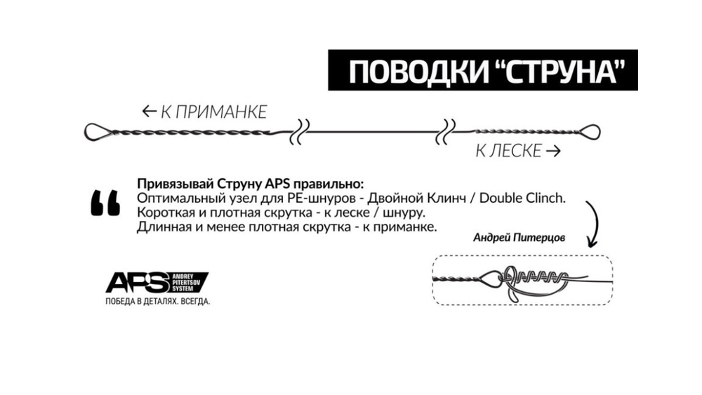 Поводок струна APS 0,40 мм., 25 см., 17кг. (7 шт/упак.)