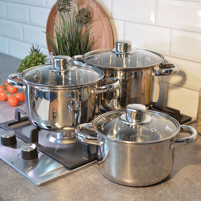 Набор кастрюль 3 предмета (1,9л, 2,9л, 3,9л) нерж, DNN3 SD-A17-6