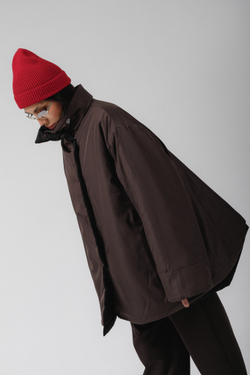 Плащ MINI DOUBLE утепленный (черный/шоколад)