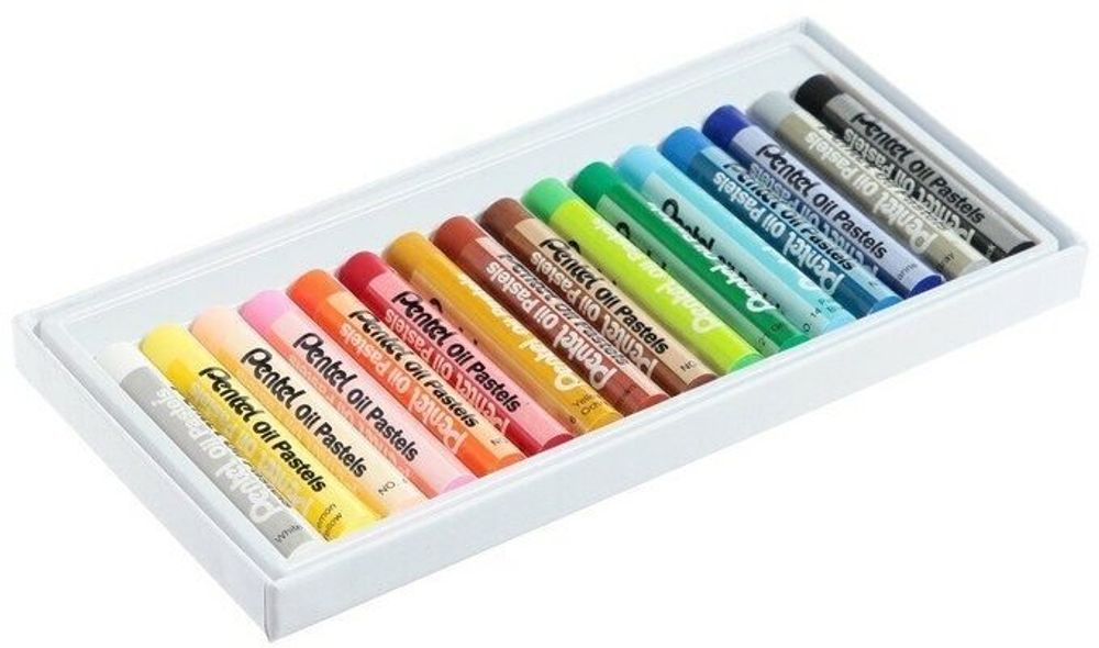 Пастель масляная художественная PENTEL "Oil Pastels", 16 цветов, круглое сечение, картонная упаковка, PHN4-16