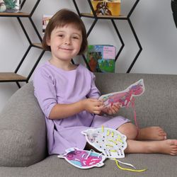 Игра-шнуровка «Веселые шнурочки». Единорог, сова, овечка