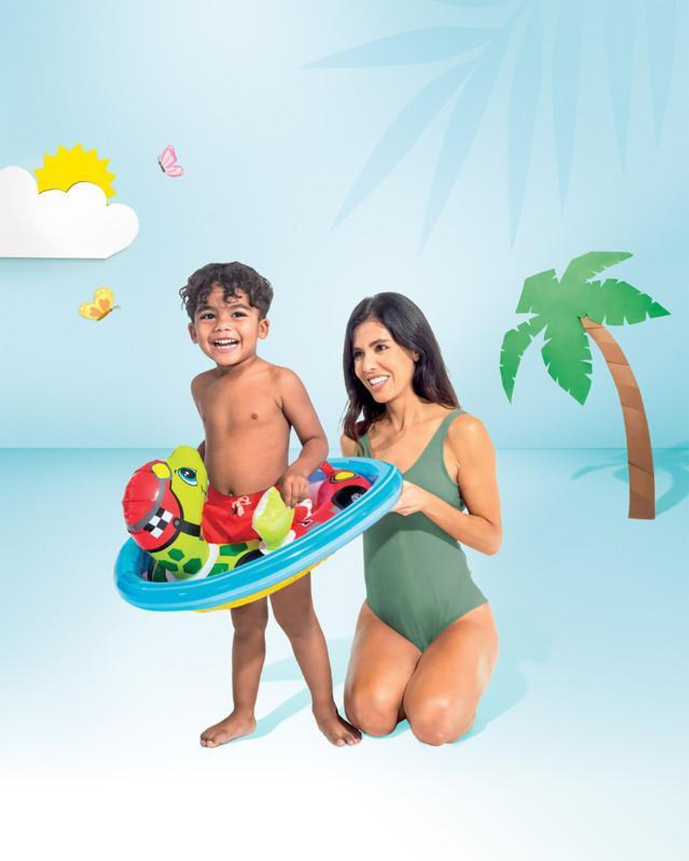 Круг для плавания с трусами Зверюшки 74*58см. от 3-4 лет 59570/589379 (Intex)