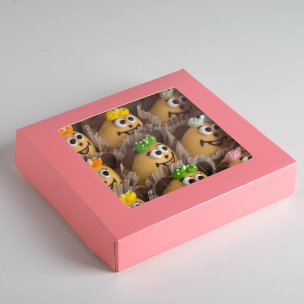 Упаковка с окном РОЗОВАЯ 20*20*4 см