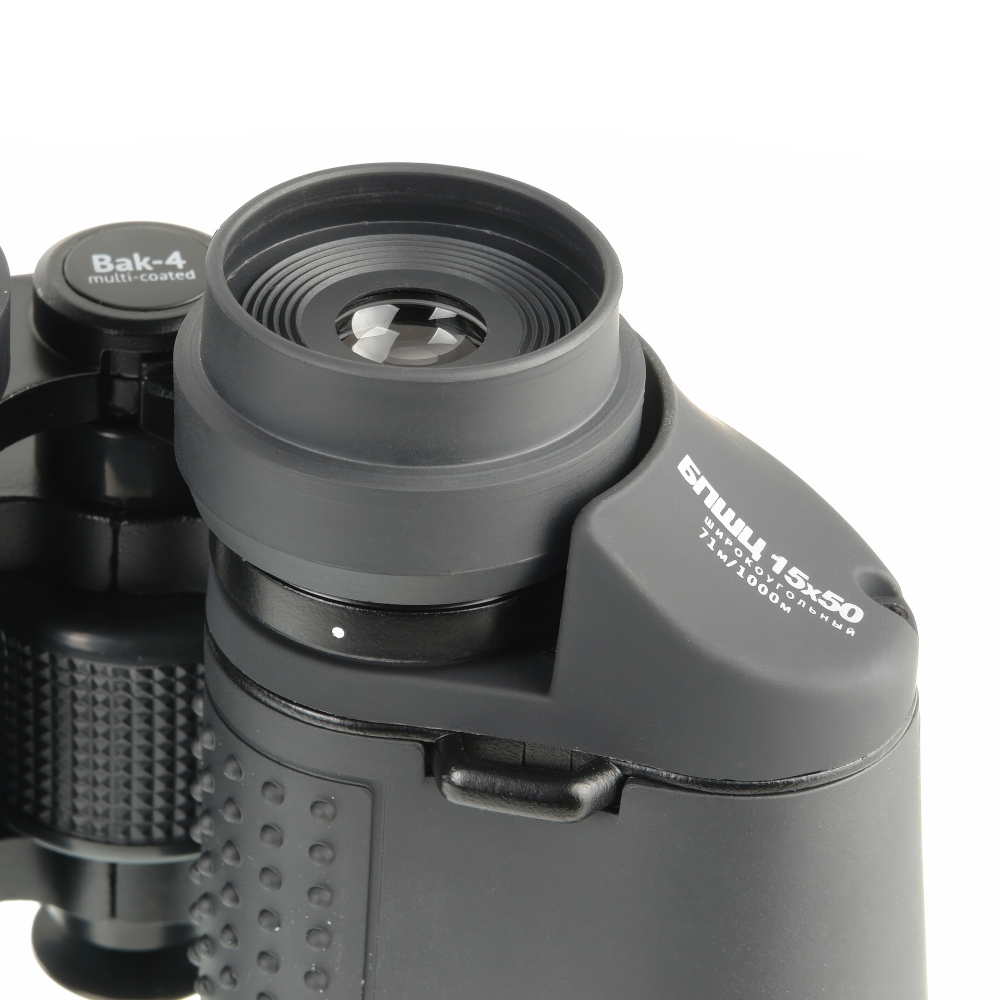 Бинокль Veber Classic БПШЦ 15x50 VRWA широкоугольный, серый - резиновые наглазники и диоптрийная коррекция