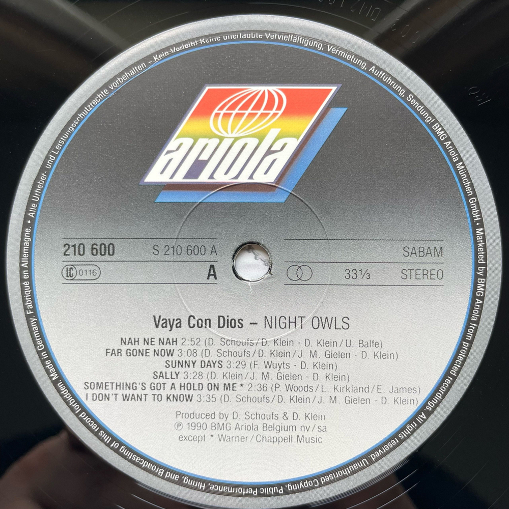 Винтажная виниловая пластинка LP Vaya Con Dios Night Owls (Германия 1990) Nah Neh Nah