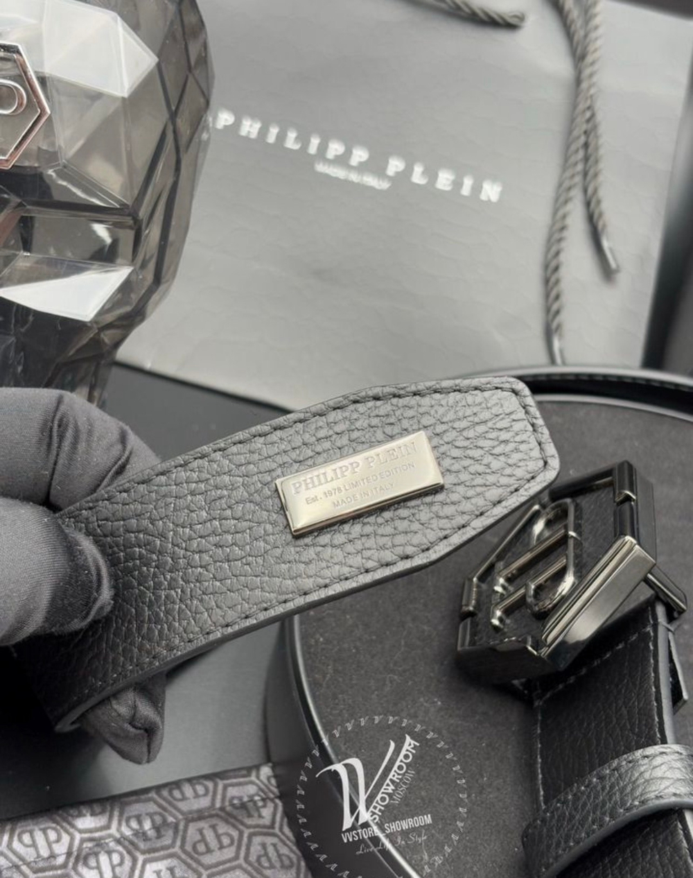Ремень Philipp Plein Hexagon PVD Black