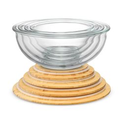 Набор из 4-х стеклянных мисок Eco Store с крышками из бамбука