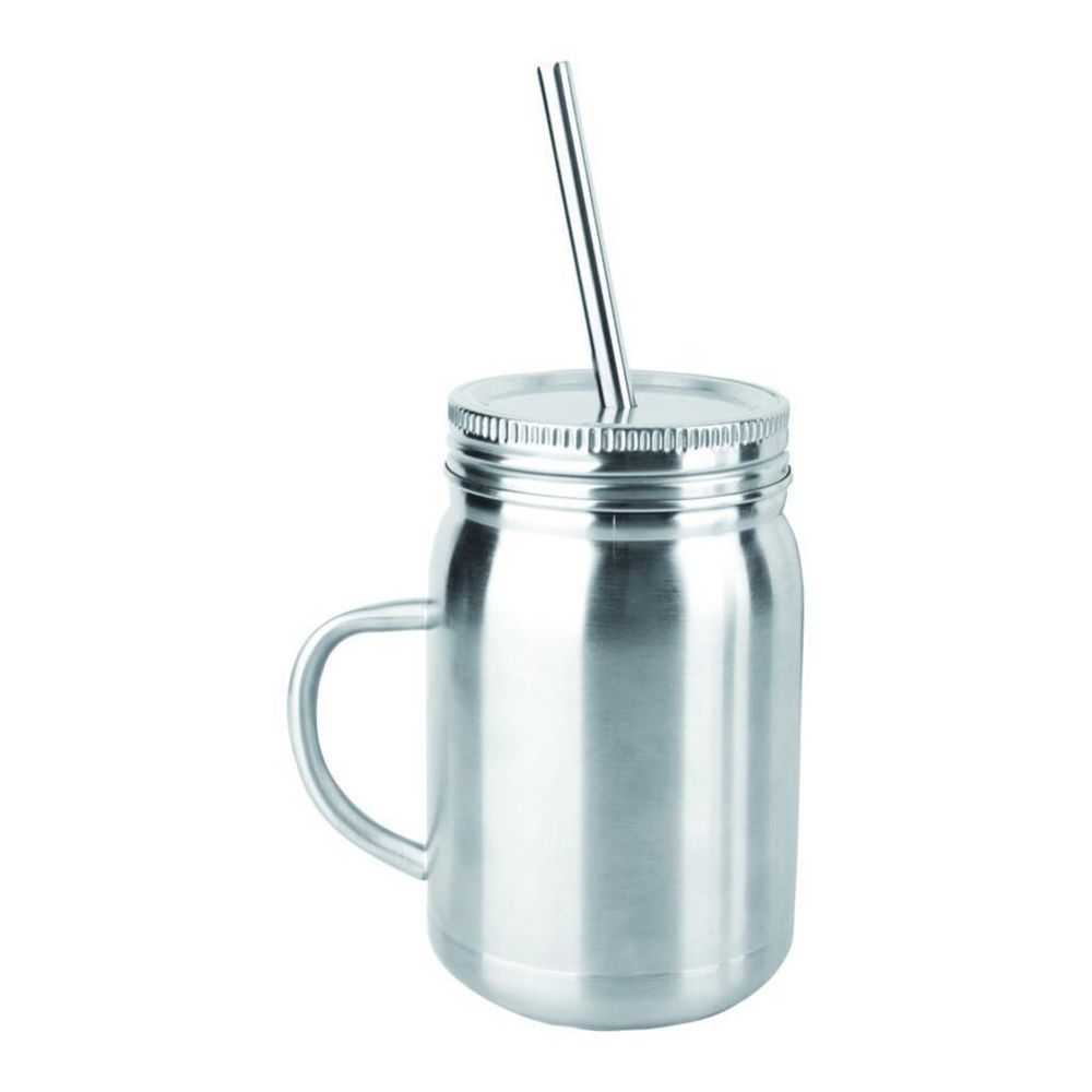 Кружка для коктейля 650 мл с трубочкой d 7,5 см h14 см нерж. P.L. - Kingtex