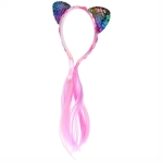 Ободок карнавальный с косой «Радужная кошка» 40 см, микс