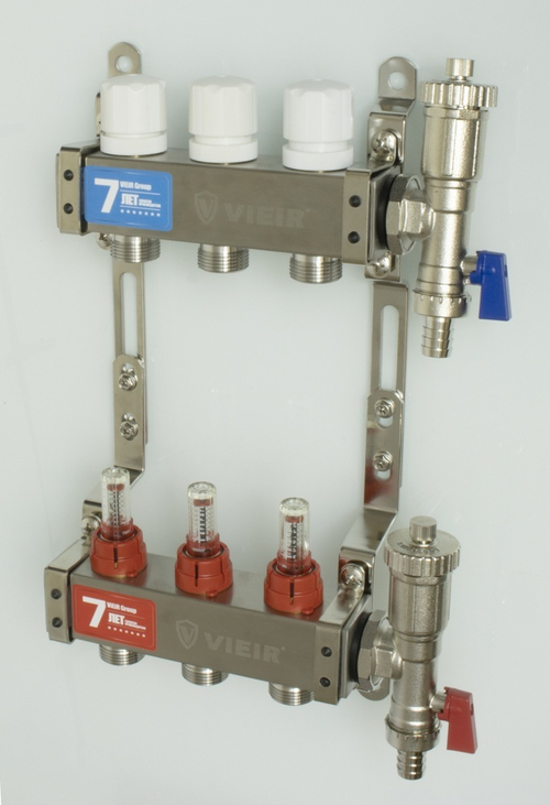 Колл. группа БЕЗ КРАНОВ (КВАДРАТ,нерж) с расход.  3-вых. ViEiR (5/1шт) Т