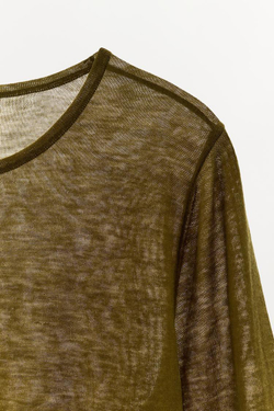 ZARA ФУТБОЛКА ИЗ 100% ШЕРСТИ, ЗЕЛЕНЫЙ