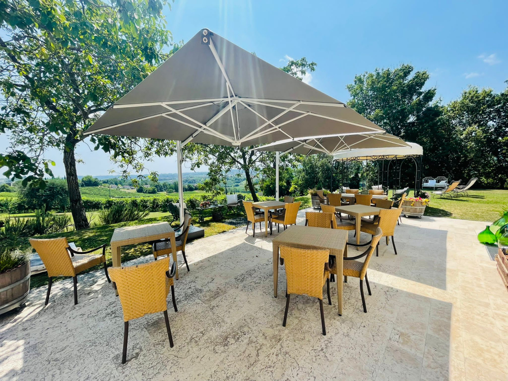 Зонт профессиональный 2.9х2.9 м Scolaro Astro Starwhite, белый, серо-коричневый