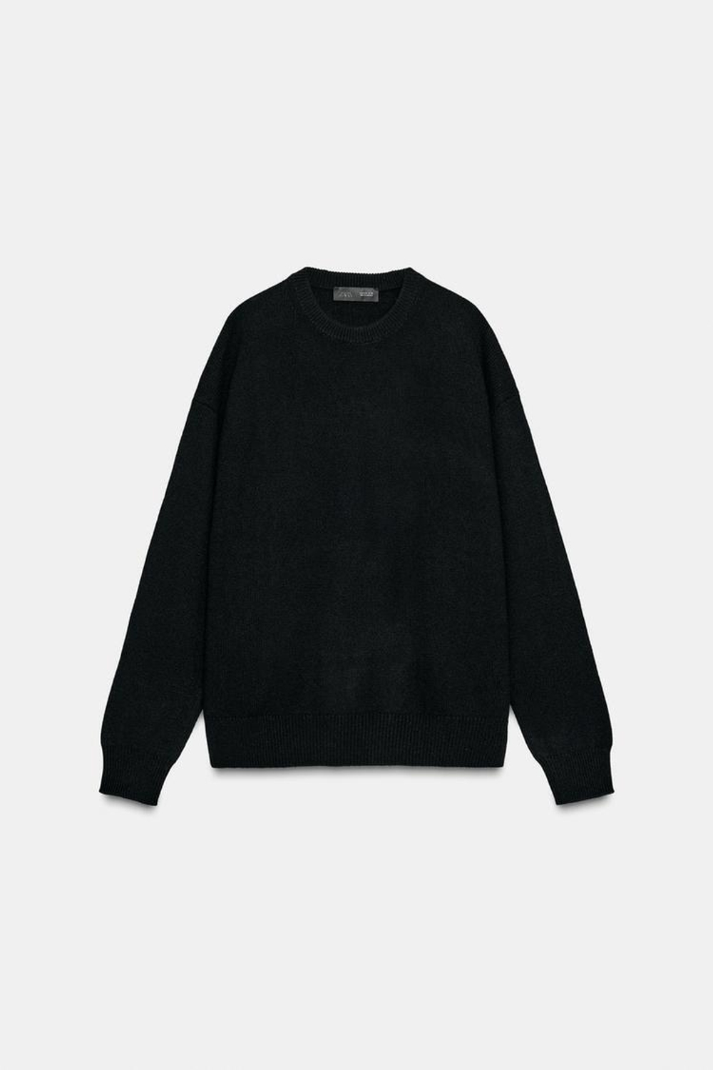 ZARA ДЖЕМПЕР ИЗ 100% КАШЕМИРА С ДЛИННЫМИ РУКАВАМИ, ЧЕРНЫЙ