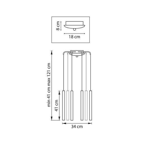 Комплект с подвесной люстрой Lightstar Tubo (574737+747247 (8шт) L8T747247