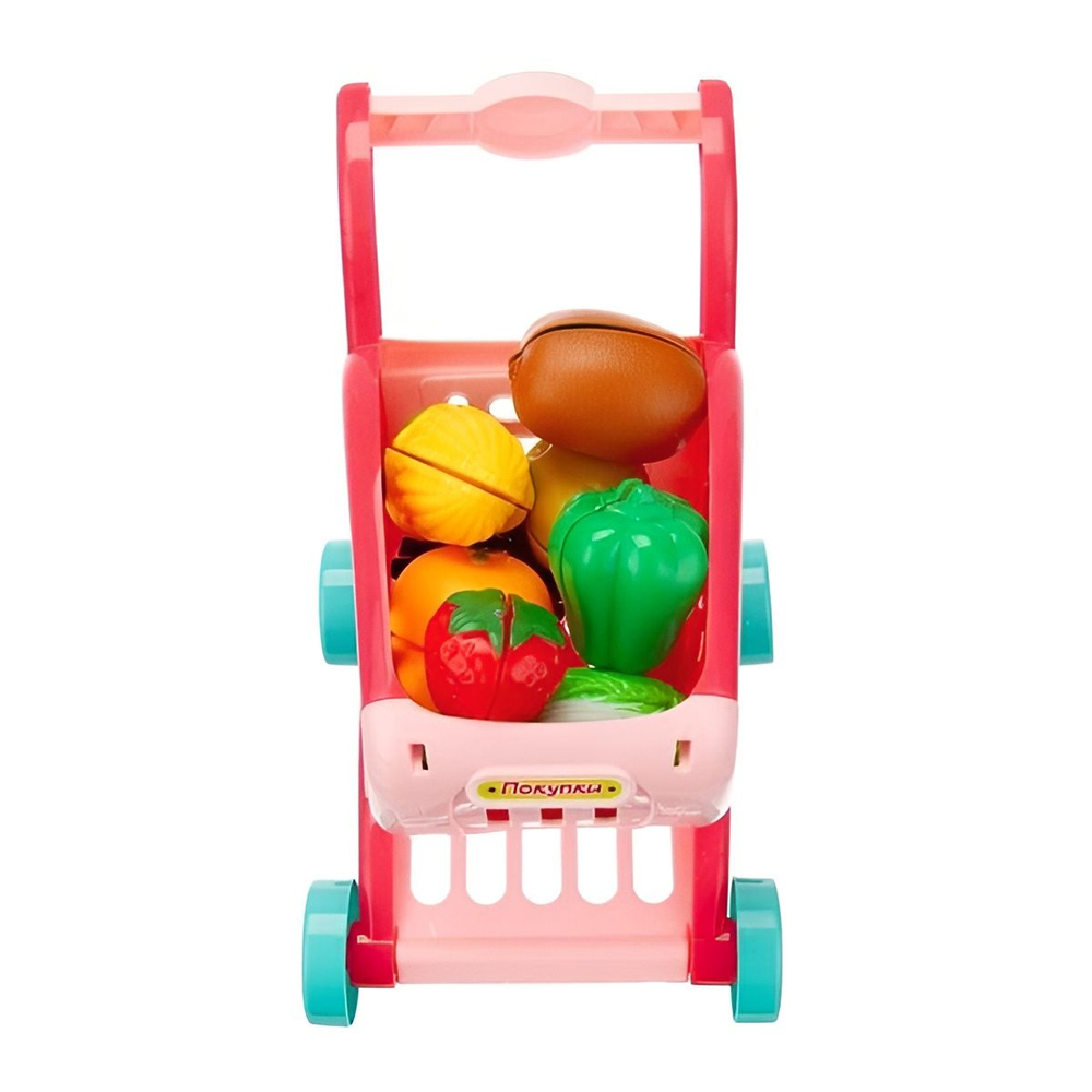 Детский игровой набор "Супермаркет Girl's Club" с тележкой, продуктами на липучках и безопасными ножиками развивающая игра для девочек
