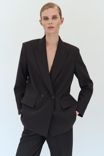 ZARA ДВУБОРТНЫЙ БЛЕЙЗЕР ОВЕРСАЙЗ, ЧЕРНЫЙ