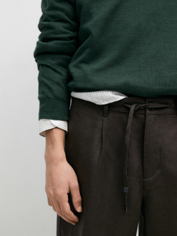 Massimo Dutti Льняные шорты-бермуды в стиле «Total Look» с эластичной вставкой, темно-зеленый