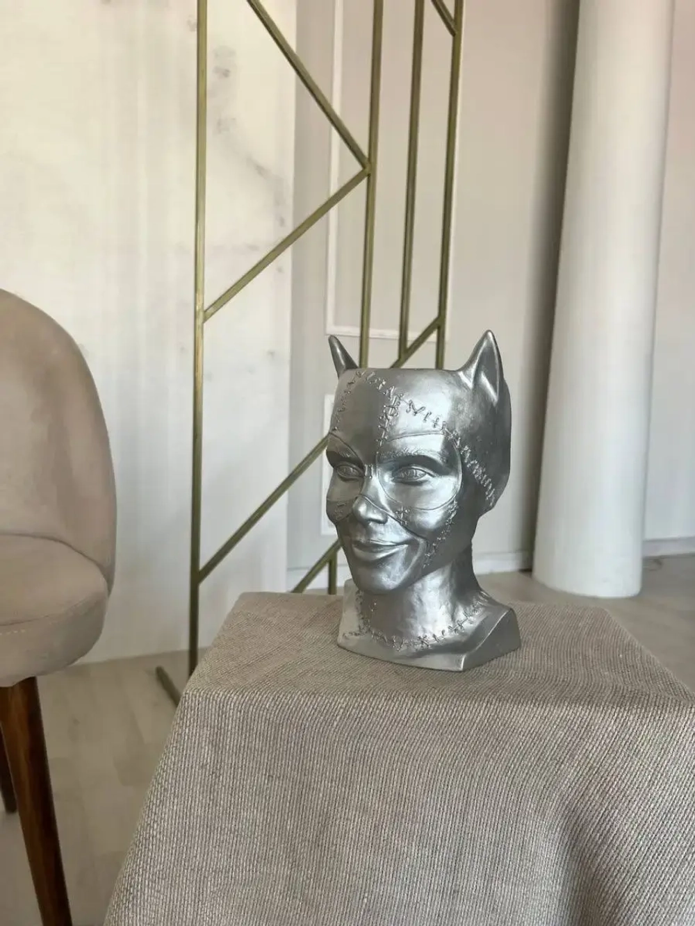 Кашпо Кошка Гипсовая голова Ваза скульптура горшок