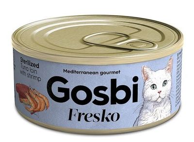 Gosbi 70г FRESKO Дополнительный корм для стерилизованных кошек. Филе тунца с креветками