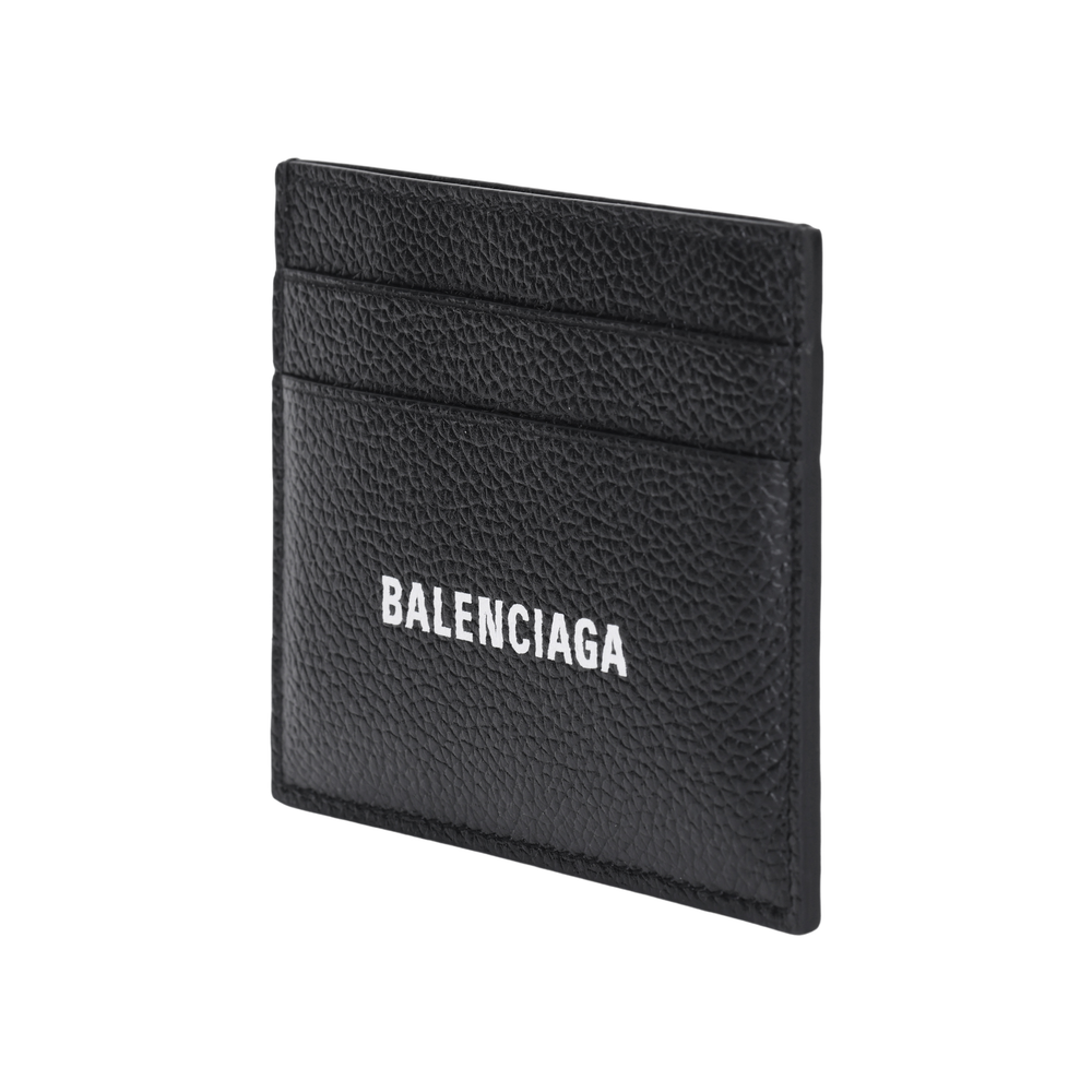 Balenciaga Cash Letter Print Smooth Calfskin Card Holder Card Holder Unisex Black