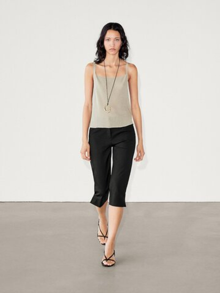 Massimo Dutti Топ в рубчик на бретелях, каменный