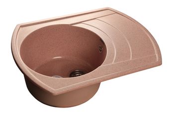 GRANFEST Мойка мрамор RONDO GF-R--650L чаша с крылом  650*500мм  розовый  арт.GF-