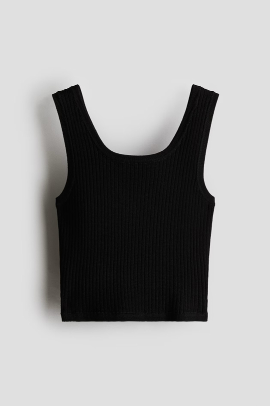 H&M Топ на бретелях в рубчик, черный