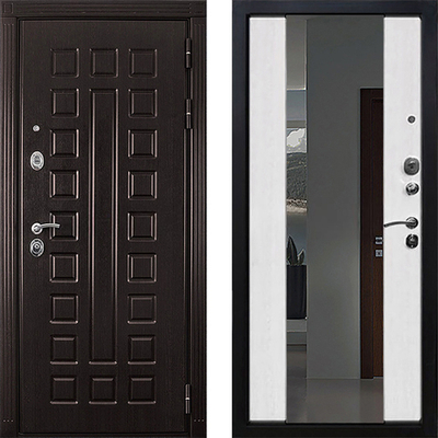 Стальная дверь для квартиры с отделкой винорит с зеркалом - 861