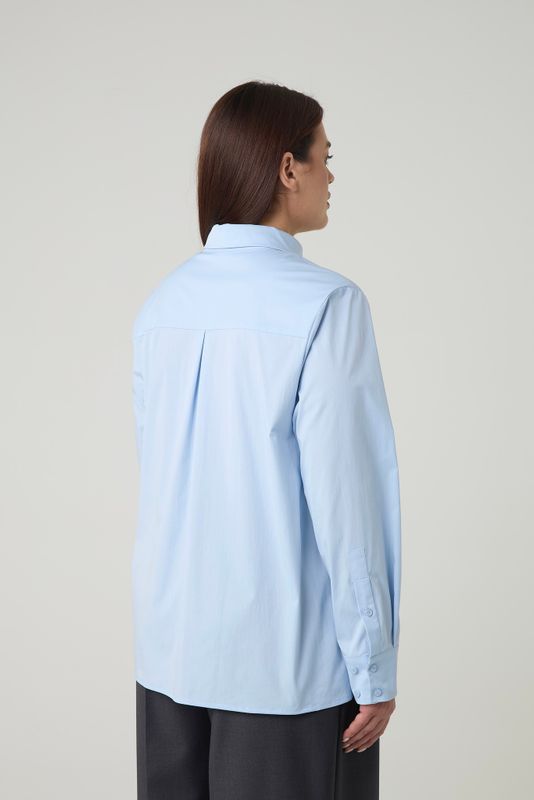 Рубашка со складками, голубая