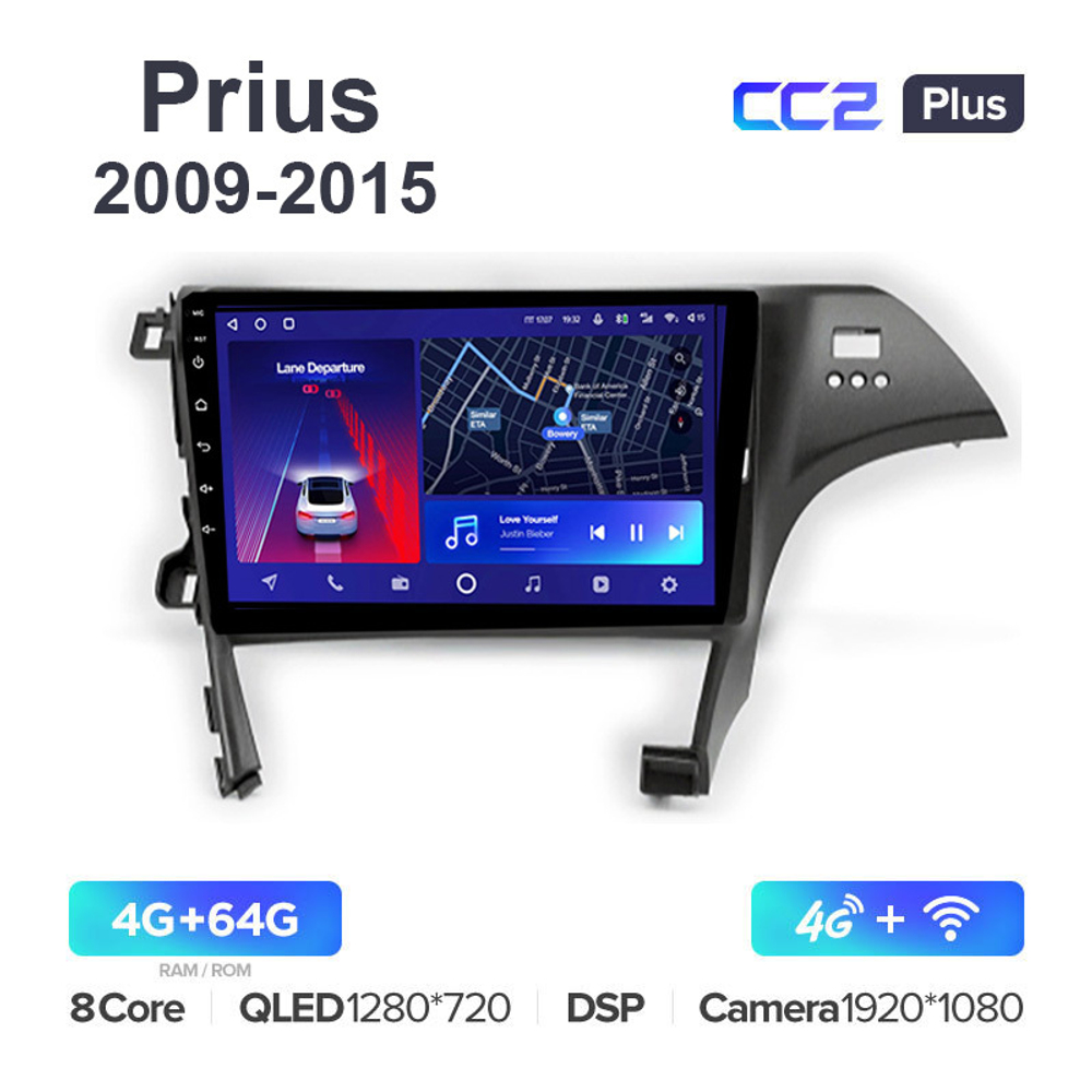 Teyes CC2 Plus 10,2"для Toyota Prius  2009-2015 (прав)