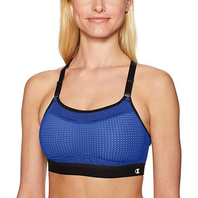 Удобный бюстгальтер-топ для занятий спортом (Размер: XL) (Цвет: синий с черным)